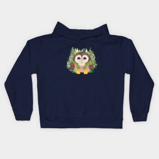 The little cute grapic brown owl with pattern- for Men or Women Kids Boys Girls love owl Kids Hoodie